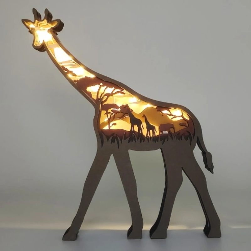Jirafa de madera de animal 3d