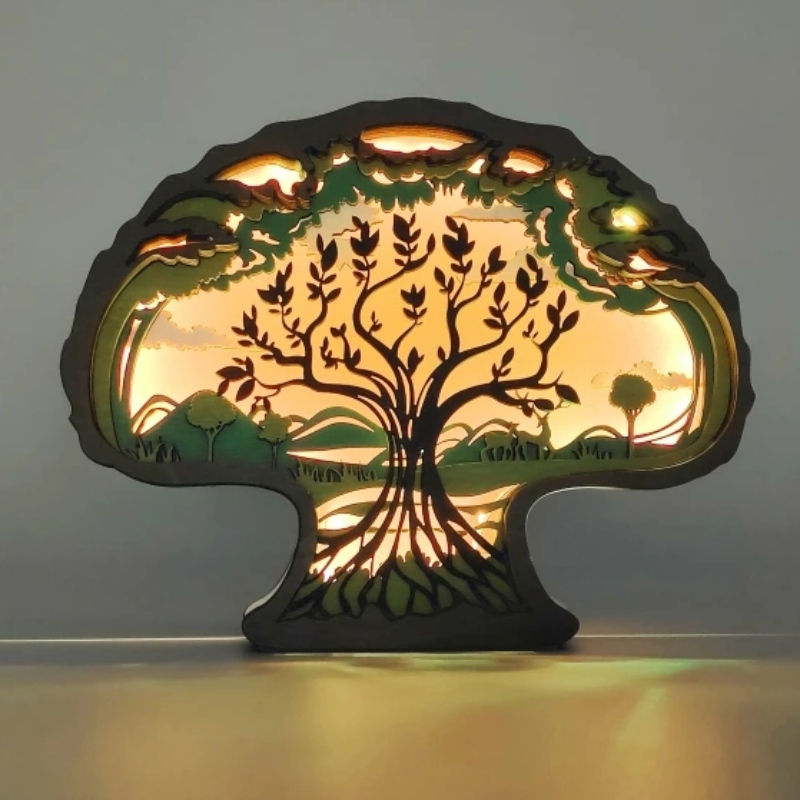 Adornos de madera 3D para árboles