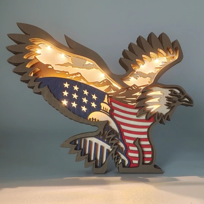 Decoración de artesanías de madera 3D Eagle